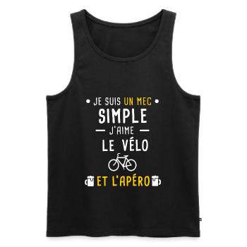 mec simple vélo et apéro - Débardeur bio Premium Homme - noir - Devant - Michal (187cm)