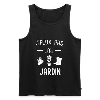 Je peux pas j'ai jardin - Débardeur bio Premium Homme - noir - Devant - Michal (187cm)