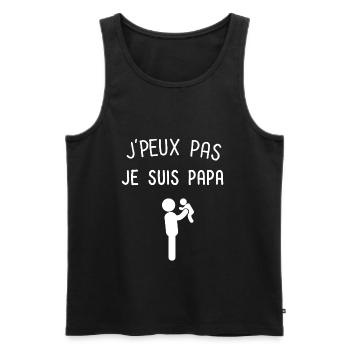 Je peux pas je suis papa bébé - Débardeur bio Premium Homme - noir - Devant - Michal (187cm)