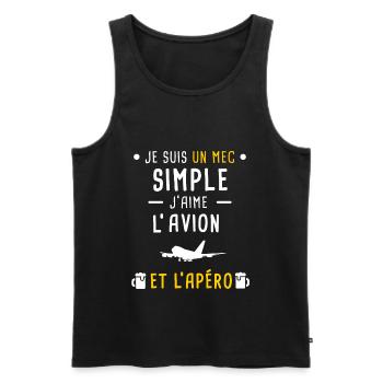 avion et apéro mec simple - Débardeur bio Premium Homme - noir - Devant - Michal (187cm)