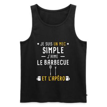 barbecue ustensiles et apéro mec simple - Débardeur bio Premium Homme - noir - Devant - Michal (187cm)