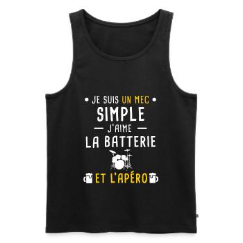 batterie et apéro mec simple - Débardeur bio Premium Homme - noir - Devant - Michal (187cm)