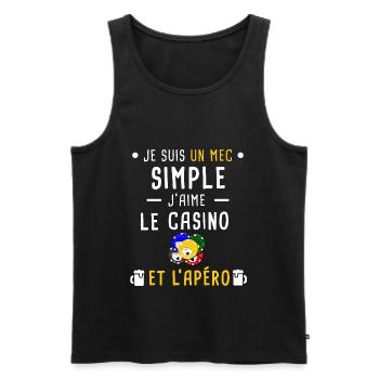 casino et apéro mec simple - Débardeur bio Premium Homme - noir - Devant - Michal (187cm)