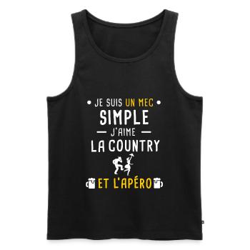 country et apéro mec simple - Débardeur bio Premium Homme - noir - Devant - Michal (187cm)