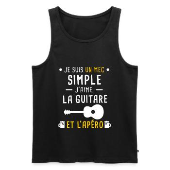 guitare et apéro mec simple - Débardeur bio Premium Homme - noir - Devant - Michal (187cm)