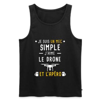 drone et apéro mec simple - Débardeur bio Premium Homme - noir - Devant - Michal (187cm)