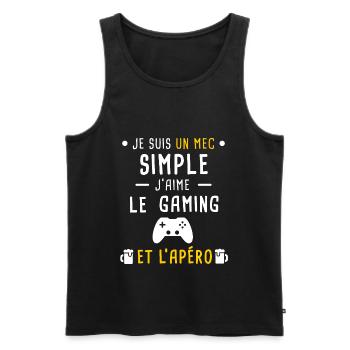 gaming et apéro mec simple - Débardeur bio Premium Homme - noir - Devant - Michal (187cm)