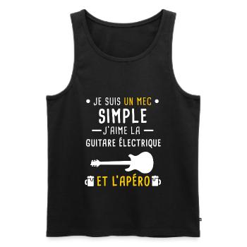 guitare électrique et apéro mec simple - Débardeur bio Premium Homme - noir - Devant - Michal (187cm)