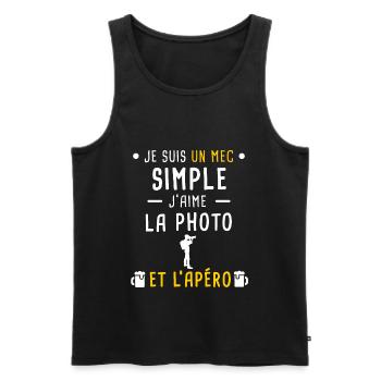 photo et apéro mec simple - Débardeur bio Premium Homme - noir - Devant - Michal (187cm)