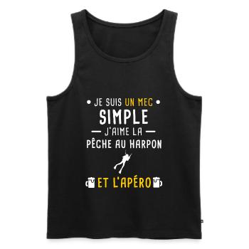 pêche harpon et apéro mec simple - Débardeur bio Premium Homme - noir - Devant - Michal (187cm)