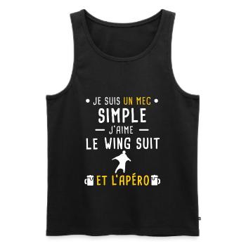 wing suit et apéro mec simple - Débardeur bio Premium Homme - noir - Devant - Michal (187cm)