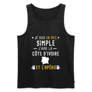 côte d'ivoire homme apéro mec simple - Débardeur bio Premium Homme - noir - Devant - Michal (187cm)