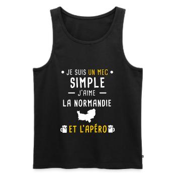 normandie homme région apéro mec simple - Débardeur bio Premium Homme - noir - Devant - AI Model Male 178 light (178cm)