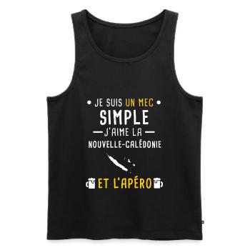 Nouvelle-Calédonie homme apéro mec simple - Débardeur bio Premium Homme - noir - Devant - Michal (187cm)