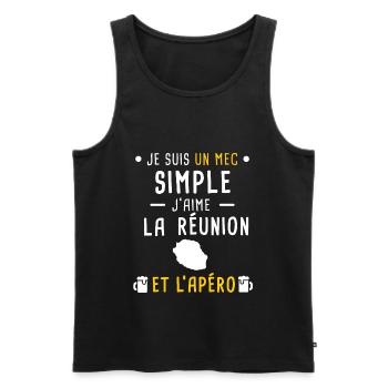 réunion homme apéro mec simple - Débardeur bio Premium Homme - noir - Devant - Michal (187cm)
