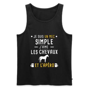 chevaux et apéro mec simple - Débardeur bio Premium Homme - noir - Devant - Michal (187cm)