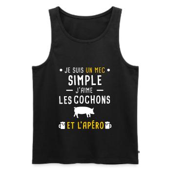 cochons et apéro mec simple - Débardeur bio Premium Homme - noir - Devant - Michal (187cm)