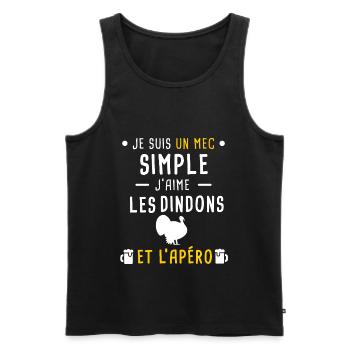 dindons et apéro mec simple - Débardeur bio Premium Homme - noir - Devant - Michal (187cm)