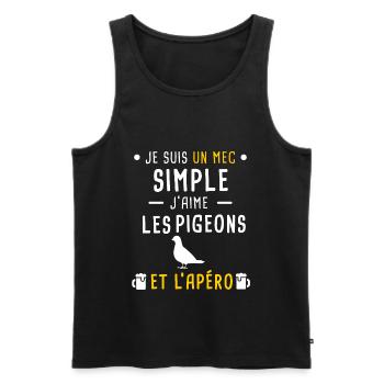 pigeons et apéro mec simple - Débardeur bio Premium Homme - noir - Devant - Michal (187cm)