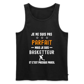 basketball pas parfait mais basketteur sport - Débardeur bio Premium Homme - noir - Devant - Michal (187cm)