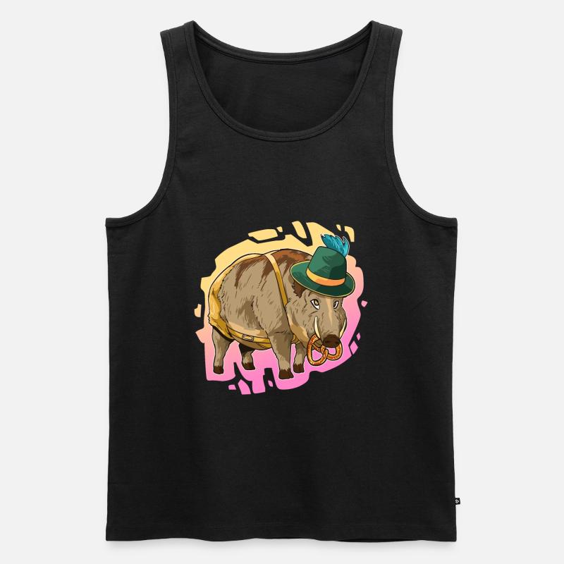 Wildschwein Bayern Lederhose Geschenk - Männer Premium Bio Tank Top - Schwarz