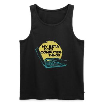 Mein Beta macht Computerdinge Programmierer - Männer Premium Bio Tank Top - Schwarz - Vorne - Michal (187cm)