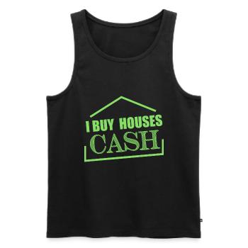 J’achète des maisons au comptant Investisseur immobilier - Débardeur bio Premium Homme - noir - Devant - AI Model Male 178 light (178cm)