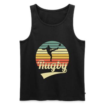 Rugby Vintage Rugger Wear Rugby Player Game Sport - Männer Premium Bio Tank Top - Schwarz - Vorne - AI Model Male 178 light (178cm)