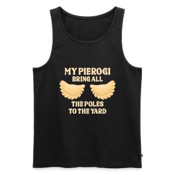 Mein Pierogi Bringt Alle Pole In Den Hof - Männer Premium Bio Tank Top - Schwarz - Vorne - Michal (187cm)