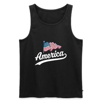 Amerika Flagge - Männer Premium Bio Tank Top - Schwarz - Vorne - Michal (187cm)