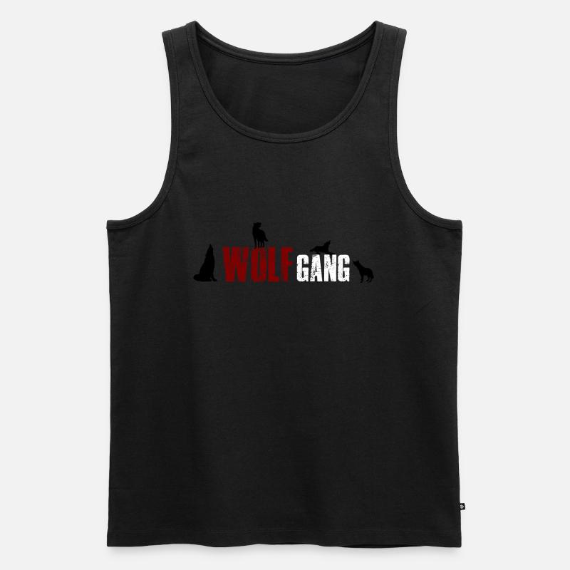 Wolfgang- Wolf Gang 4 Name oder Tiergruppe? - Männer Premium Bio Tank Top - Schwarz