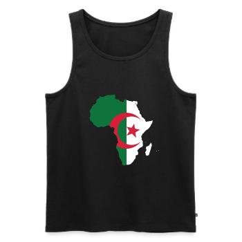 Drapeau de l'Algérie d'amour en carte de l'Afrique - Débardeur bio Premium Homme - noir - Devant - AI Model Male 178 light (178cm)