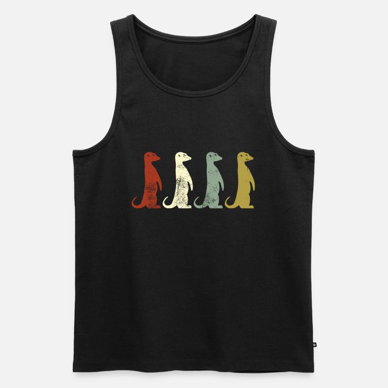Erdmännchen Retro Style Geschenk - Männer Premium Bio Tank Top - Schwarz