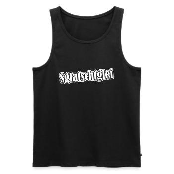 Lustiger Sachsen Spruch SGLATSCHTGLEI! - Männer Premium Bio Tank Top - Schwarz - Vorne - Michal (187cm)