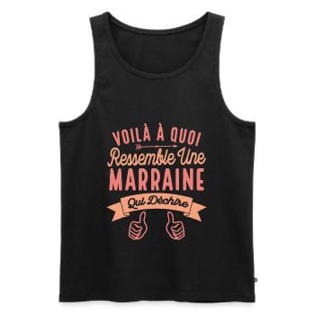 Voilà À Quoi Ressemble Une Marraine Qui Déchire - Débardeur bio Premium Homme - noir - Devant - Michal (187cm)