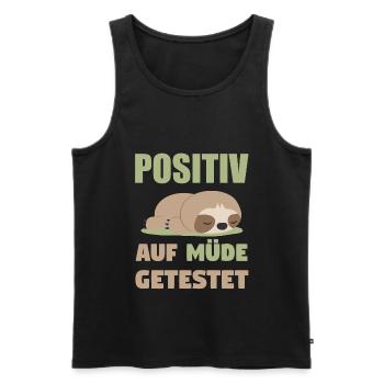 Positiv auf Müde Getestet Faultier - Männer Premium Bio Tank Top - Schwarz - Vorne - AI Model Male 178 light (178cm)