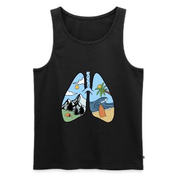 Lunge, Sommer, Natur und Abenteuer - Männer Premium Bio Tank Top - Schwarz - Vorne - Michal (187cm)