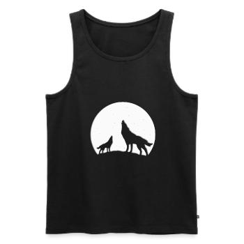 WÖLFE - WOLF - MOND - MONDSCHEIN - TIER - TIERE - Männer Premium Bio Tank Top - Schwarz - Vorne - Michal (187cm)