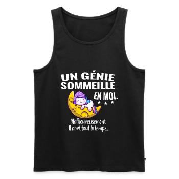 Un génie. Humour cadeau anniversaire - Débardeur bio Premium Homme - noir - Devant - Michal (187cm)