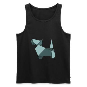 Chien chiens toutou Sticker ORIGAMI - Débardeur bio Premium Homme - noir - Devant - AI Model Male 178 light (178cm)