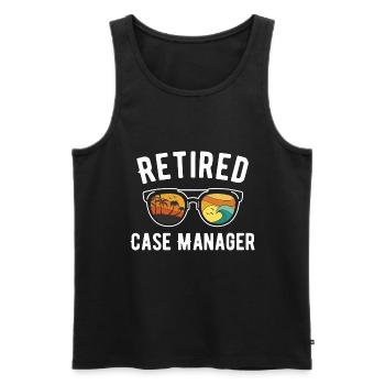 Retired Caseworker Beach Relaxation Eyewear Design - Men's Premium Organic Tank Top - black - Front - AI Model Male 178 light (178cm)