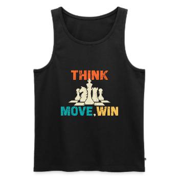 Chess, Think, Move, Win, Chess Master Club - Men's Premium Organic Tank Top - black - Front - Michal (187cm)