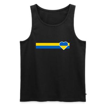 Ukraine ruban bleu-jaune avec cœur - Débardeur bio Premium Homme - noir - Devant - AI Model Male 178 light (178cm)
