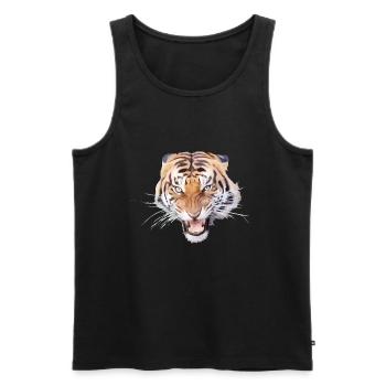 Wild Tiger - Wild Hissing - Wilderness - Men's Premium Organic Tank Top - black - Front - AI Model Male 178 light (178cm)