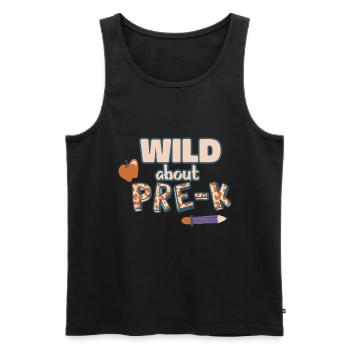 Wild About Pre-K Lehrer Schule Pre-K Tier Drucken - Männer Premium Bio Tank Top - Schwarz - Vorne - Michal (187cm)
