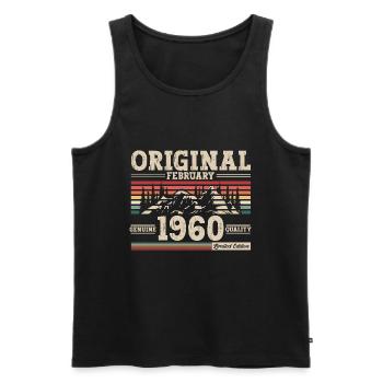 65th Birthday Gift Husband Original February 1960 - Men's Premium Organic Tank Top - black - Front - Michal (187cm)