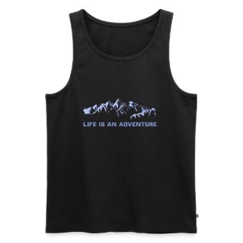 La vie est une aventure - Débardeur bio Premium Homme - noir - Devant - Michal (187cm)