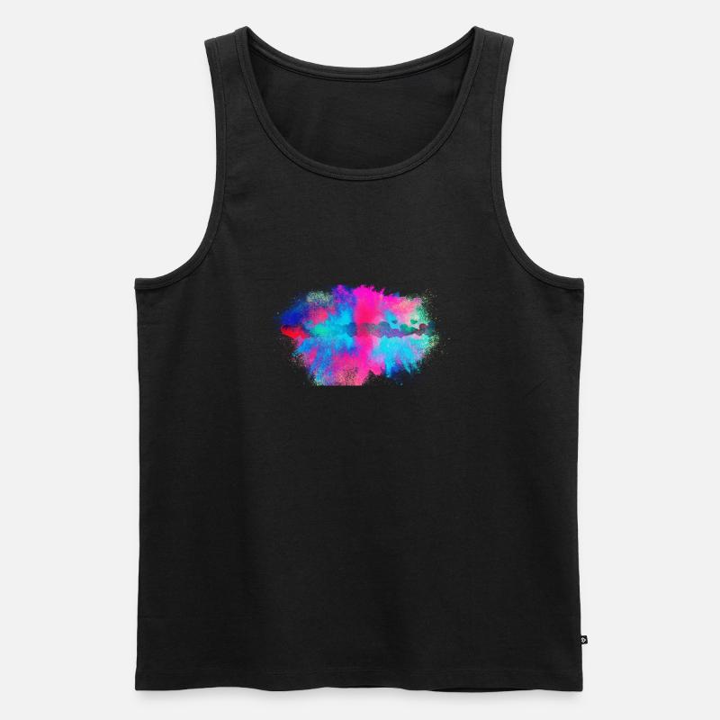 Herz farbenfroh - Männer Premium Bio Tank Top - Schwarz