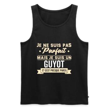Cadeau humour Guyot nom de famille - Débardeur bio Premium Homme - noir - Devant - AI Model Male 178 light (178cm)