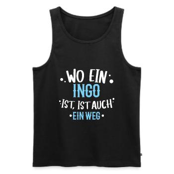 Wo ein Ingo ist, ist ein Weg / Name, Geburtstag - Männer Premium Bio Tank Top - Schwarz - Vorne - AI Model Male 178 light (178cm)